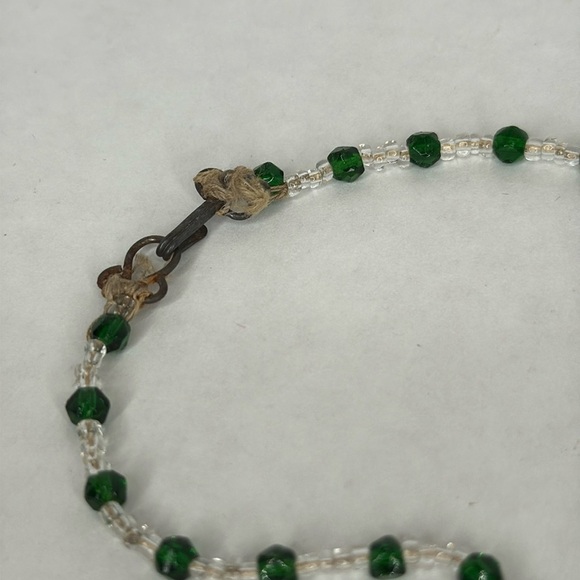 Antique estate 1930s Green and Clear Beaded Necklace Lot A17 - Picture 3 of 7